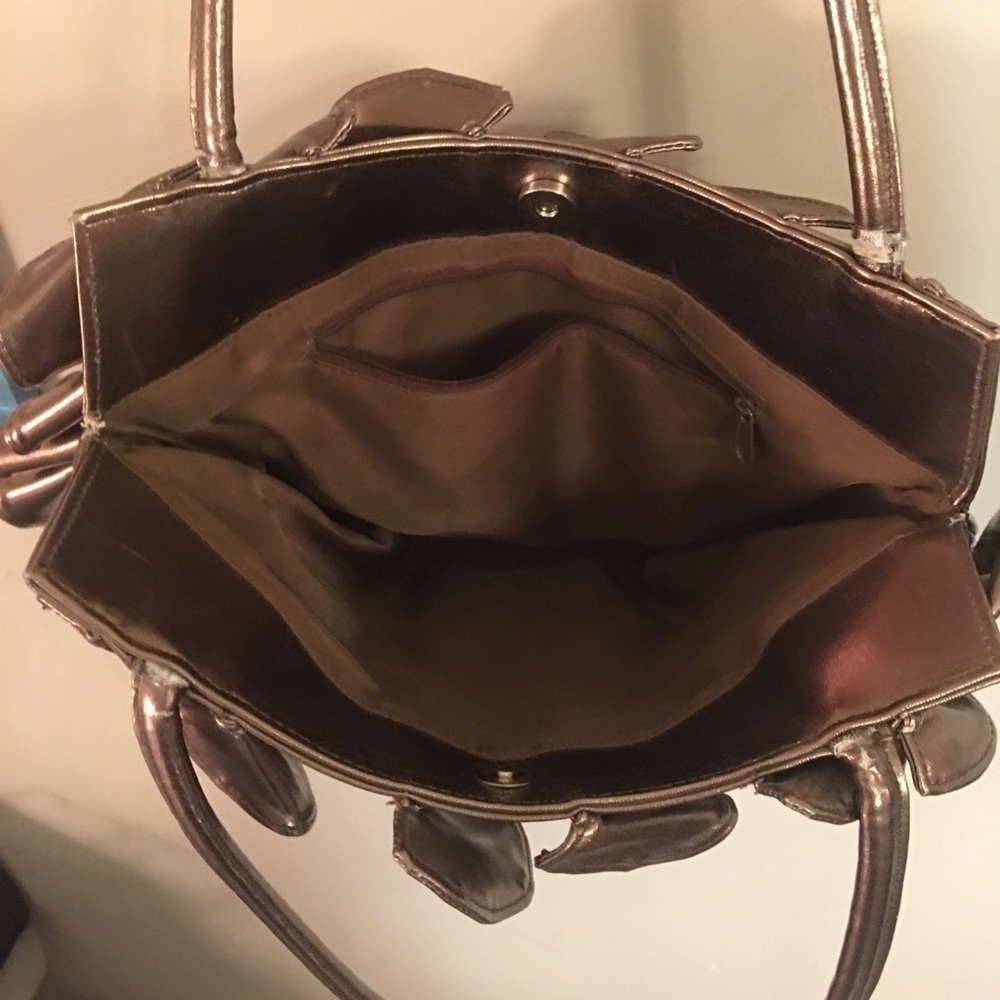 Front and Back Gold Ruffle Bag HandBag Purse - Picture 14 of 16